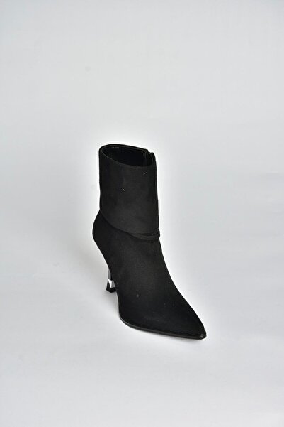 Fox Shoes V820200702 Siyah Süet İnce Topuklu Kadın Bot