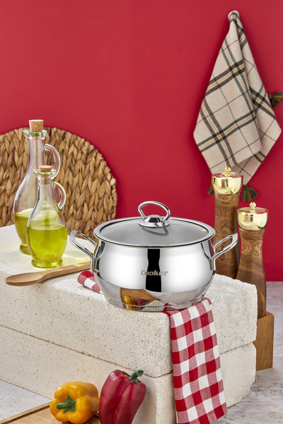 Cooker Lara 18 cm Stainless Steel Deep Pot with Glass Lid