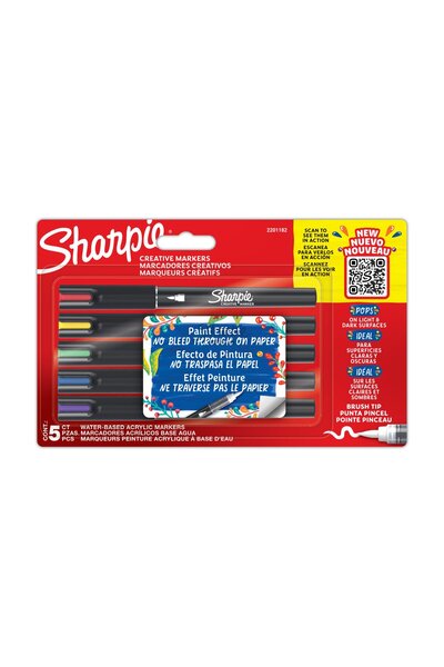 Sharpie Set of 5 Creative Marker Acrylic Brush markers, brush tip