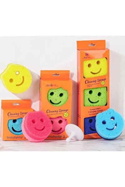 OEM Smiley Dish Sponge, Two-Sided, Rigid and Soft, Blue, 1 Piece