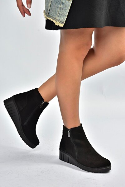 Fox Shoes V324800402 Siyah Hakiki Deri Süet Kadın Bot