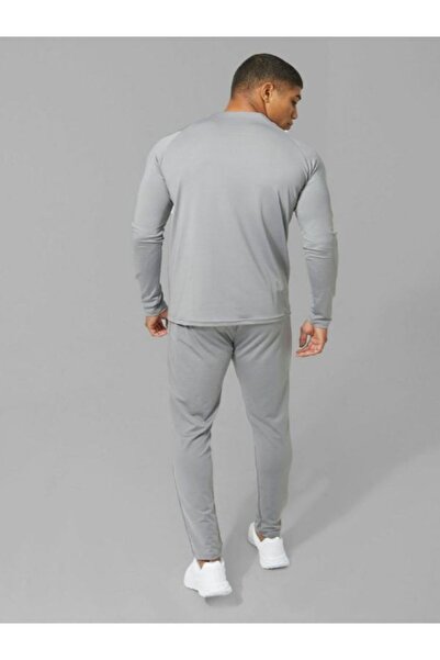 Man Of Man 1/4 Zipper Grey Tracksuit Set, Men's Sportswear Tracksuit, Slim Fit Tracksuit Set