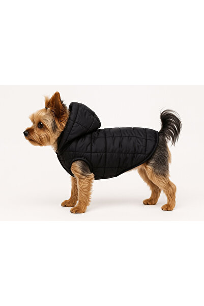 Buddy Store Black Quilted Lined Waterproof Hooded Dog Coat - Easy to Put on Mold