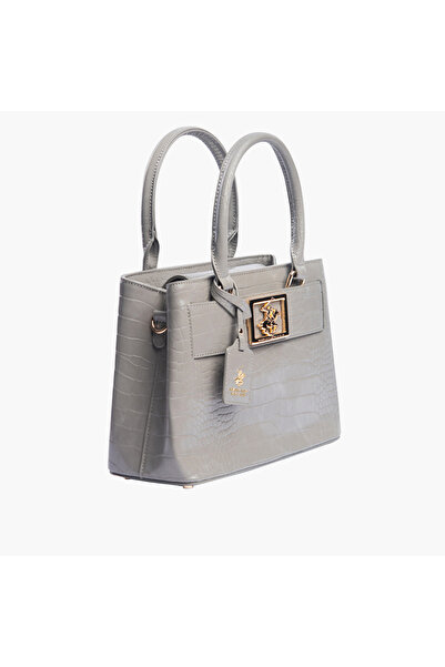 Beverly Hills Polo Club Textured Tote Bag with Detachable Strap and Zip Closure