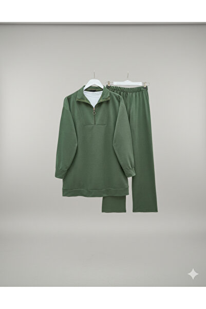 FERHEL Σετ από χτενισμένο βαμβάκι με ψηλό γιακά και λεπτομέρεια με φερμουάρ