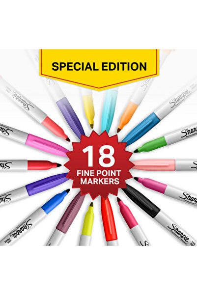 Sharpie Set of 18 Fine Point Special Edition markers, bullet tip 0.9 F