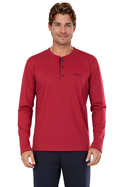 Pierre Cardin Ανδρικό σετ πιτζάμες με χτενισμένο βαμβακερό γιακά με κουμπιά, ...