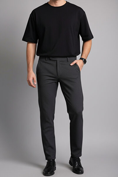 hello7 Yandan Düğme Detaylı Slim Fit Erkek Pantolon