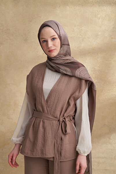 ARMANDA Fiori Jakar Line Patterned Shawl - Dark Vison