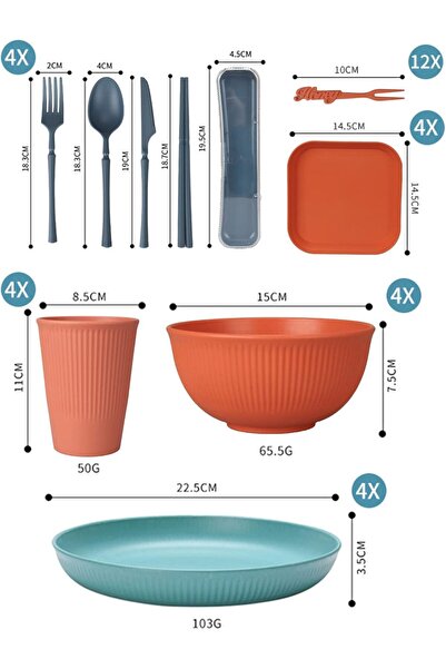 CSYY 48pcs Unbreakable Dinnerware Sets for 4 People, Camping/Picnic Dinner Sets, Lightweight Colorfu