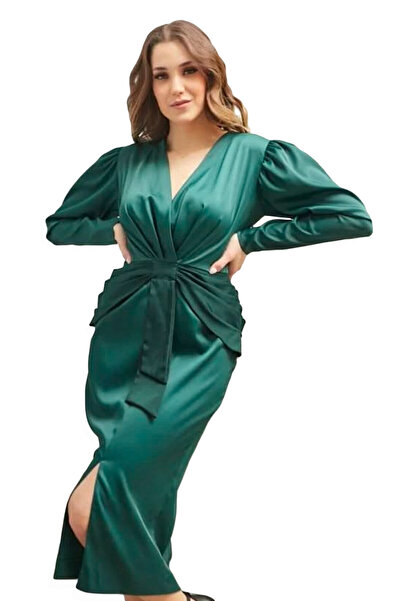 Petra Petrova Yeşil Drapeli Midi Elbise Marta