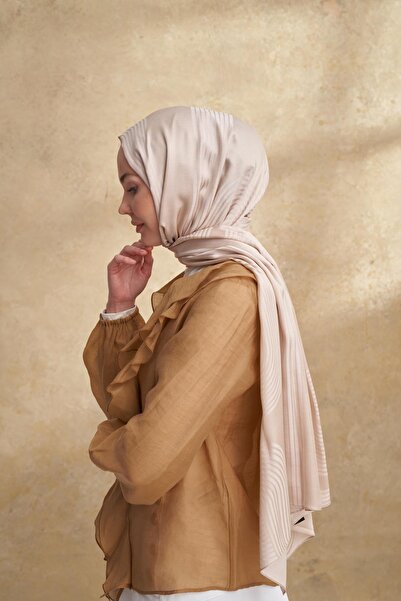 ARMANDA Fiori Jakar Line Pattern Shawl - Stone