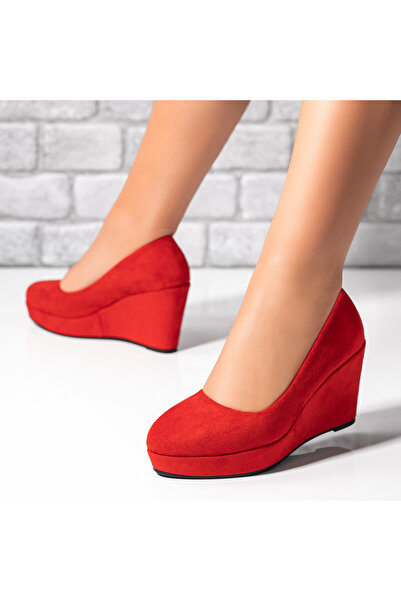 BMoD Women's red suede platform shoes MOD03310