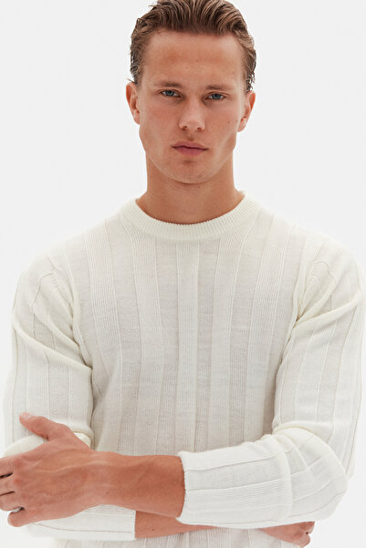 Twn Слім-фіт светр з ребристою в'язкою, екрю