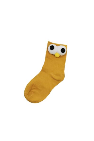 Doty Child Socks FunnyEyes, Cotton, Creative Design, Size 30-35, Mustard Yellow, Doty®️