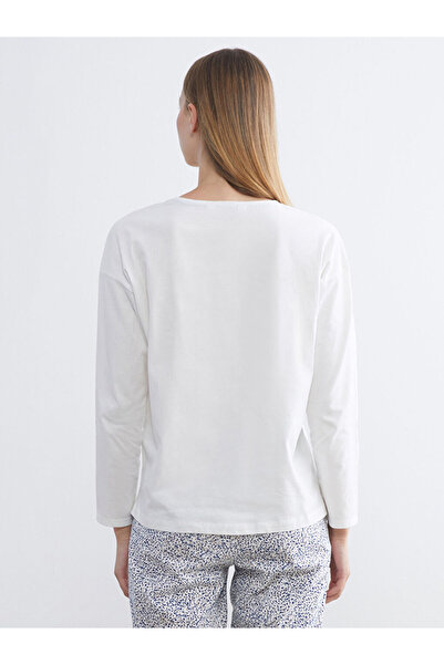 LC Waikiki Bisiklet Yaka Baskılı Kadın Pijama Üst