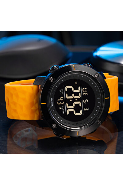 SMAEL Men's Watch Casual Sport Digital Display Water Resistant 5 ATM Orange
