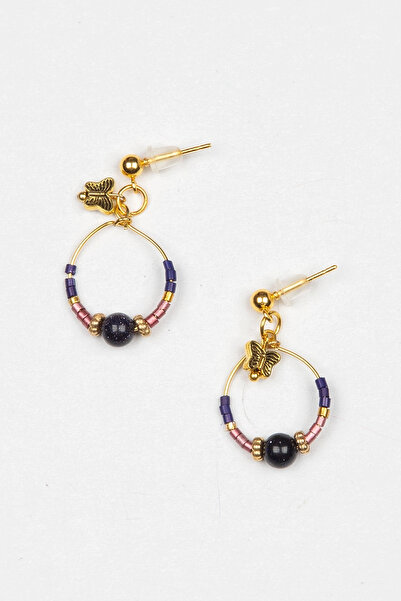 Lila Rosa أقراط دائرية أصلية على شكل فراشة