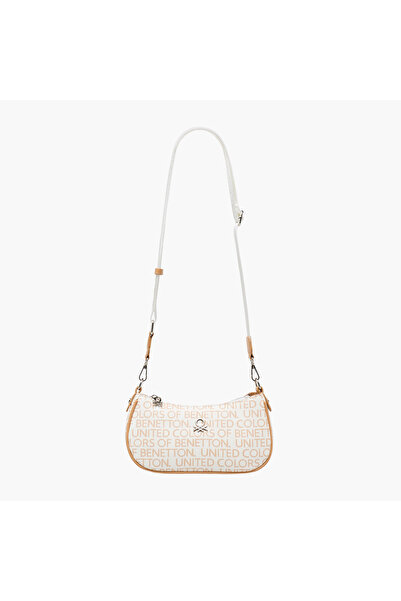 United Colors of Benetton UCB Logo Print Crossbody Bag with Adjustable Strap
