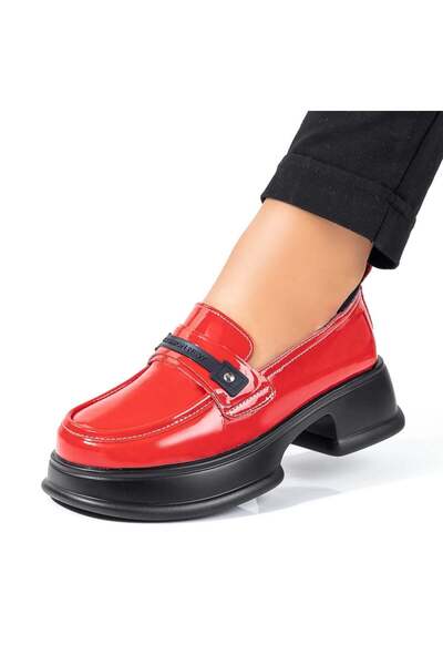 Modlet.ro Дамски червени ежедневни обувки от кожа с гланцово покритие MOD09881