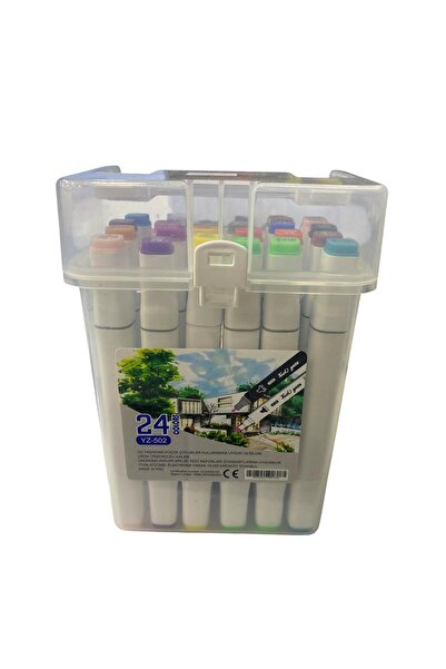 tüftürük مجموعة أقلام طلاء احترافية مزدوجة الجوانب مكونة من 24 قطعة