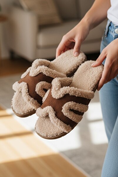 Modafırsat Γυναικείες παντόφλες καθημερινής χρήσης Παντόφλες από βελούδινο μαλλί με επένδυση από γούνα Παντόφλες για επισκέπτες Παντόφλες νυφικού σπιτιού
