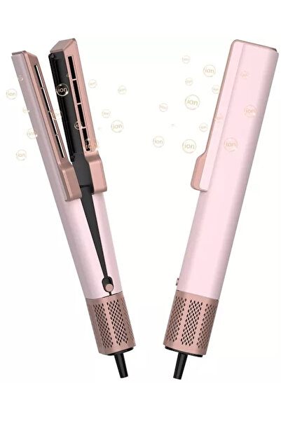 MESKY Placă de îndreptat părul cu aer cald 2 în 1, design modern roz cu flux ...