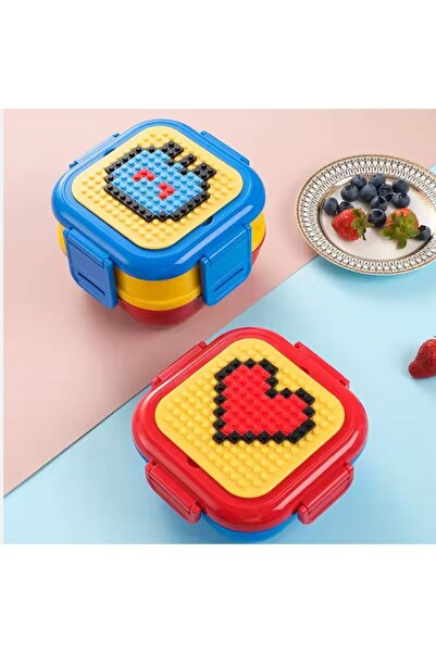 SQUARE ONE GIFTS صندوق غداء مزدوج الطبقات من بريك وير - ستاك آند سناك