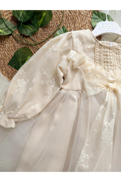 aysskids LENORA Prenses Model Tül Fiyonk Detaylı Uzun Kollu Etekli Elbise