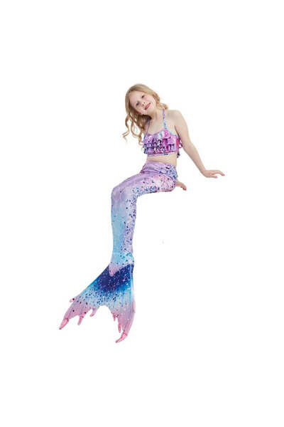 THK Set de 6 piese Mermaid Ariel: top, slip, coadă, brățară, coroană și aripi...