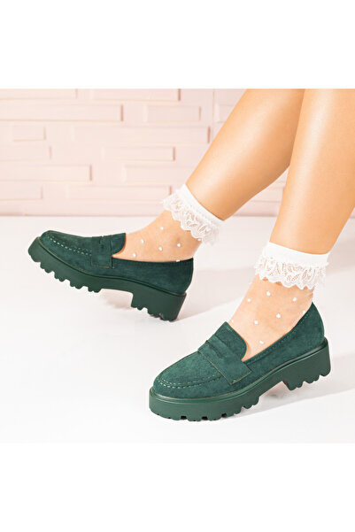 Modlet.ro Дамски зелени велур лофери MOD10098