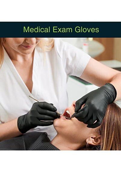 OptiTect Black Medical Disposable Vinyl Gloves - Latex Free, Powder Free, and Food Safe