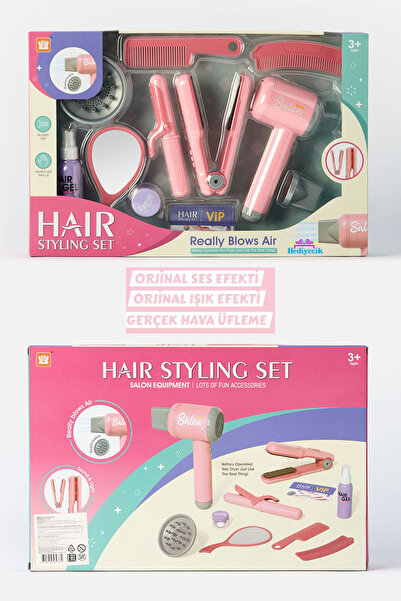 hediyecik مجموعة تصفيف الشعر الاحترافية مع صوت وضوء واقعيين