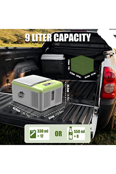 AutoFamily Portable Car Refrigerator, Freezer & Electric Cooler Box 9L – 12V/24V Electric Cooler for Travel