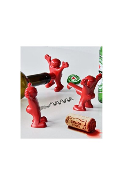 Doty Joyful Men Set Corkscrew, Stopper, Opener, Resistant Material, Modern Design, Red
