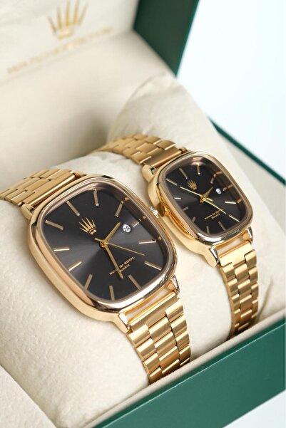 WATCHOFROYAL Couple Watch Classic Time Gold Black Wristwatch