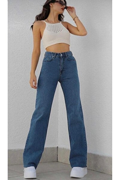 SHEVANE PRINCESS&¥İ SEZON&&YÜ talie înaltă ESNEK&&PANTALONI DE DENIM PALAZZO ...