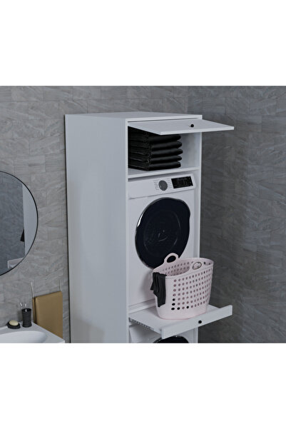 Alfimo Mobilya ÇAMAŞIR&KURUTMA MAKİNESİ DOLABI MDF BEYAZ