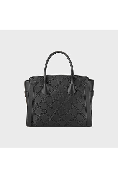 Nine West Margery Monogram Double Handle Satchel Bag with Zipper Closure and Detachable Strap