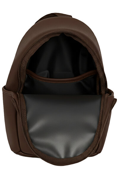 Yuga Faux Leather Four Compartment Backpack Brown