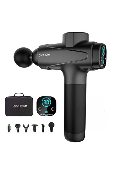 CenturyLux Pistol Masaj Profesional – 6 Capete, 30 Viteze, 3300 Percuții/min,...