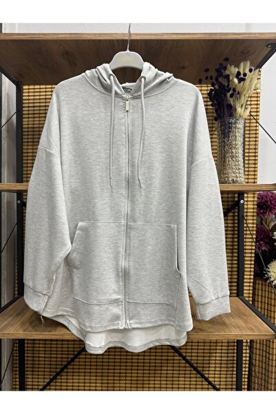 ÖZNE BUTİK Women's Oversized Hooded Cardigan