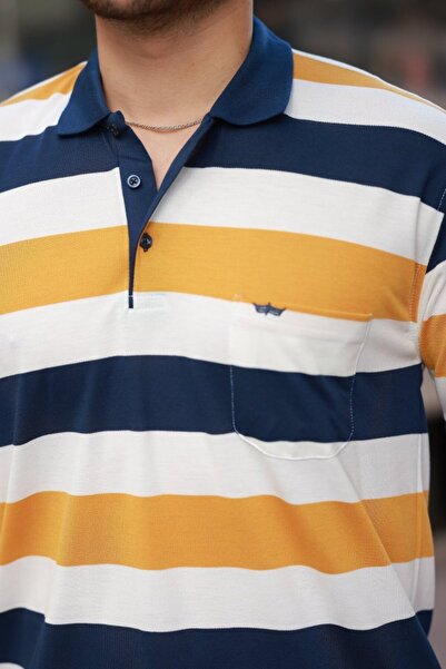 HAZEGO Ανδρικό πολύχρωμο κοντομάνικο μπλουζάκι με γιακά