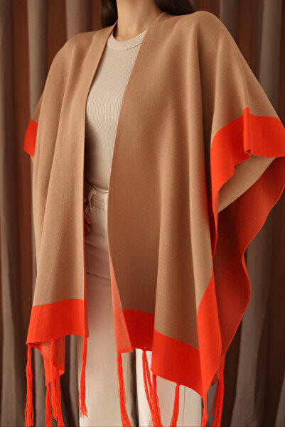 bacc Biscuit Tassel Color Block Winter Knitwear Shawl Bces-253005