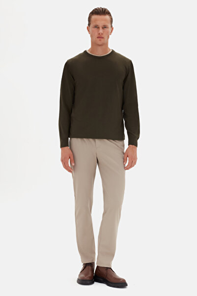 D'S Damat Ds Damat Regular Fit Khaki Plain Knit Sweater