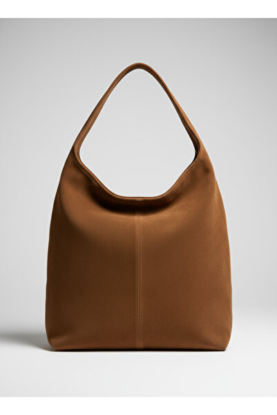 KISCHE Zipper Closure University Women's Hand and Shoulder Bag Lined Suede Tan