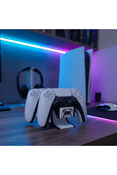 Mumu Ps5 Dualsense Çift Kol Standı Tutucu Joystick Kabartmalı 2'li Oyun Konsolu Aksesuarı Siyah Beyaz