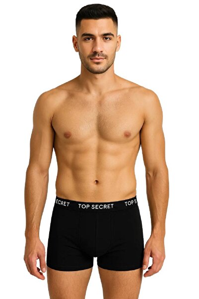 Top Secret Men's Cotton Boxers, Logo, Black, set of 8 pieces.
