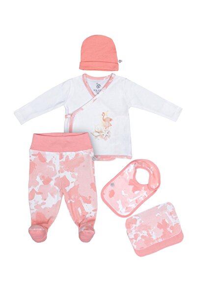 Ecocotton Rosa Kız Bebek 5'li Hastane Çıkışı Zıbın Seti %100 Organik Pamuk Ye...