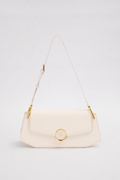 Levidor Преміальна овальна сумка через плече із золотими аксесуарами, кремово...